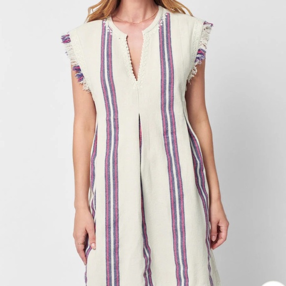 NWT Faherty Baja Beach Tunic Dress in French Rose Baja Stripe Size Large - Picture 3 of 12